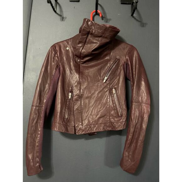 VEDA Max Classic Bubble Leather Jacket Bordeaux - Picture 10 of 16